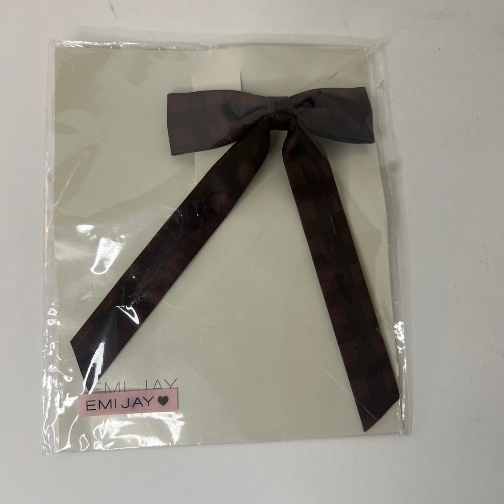 Emi Jay‎ Tabby Satin Hair Bow in Chocolate NIP